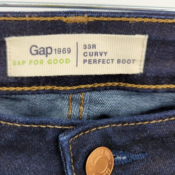 Gap Jeans Curvey Perfect Boot Dark Wash Stretch High Rise High Waisted Flare 33 - Picture 14 of 14
